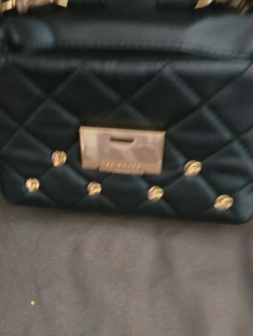 Ted Baker Black Quilted Crossbody with Gold Rosette Studs - Picture 9 of 10